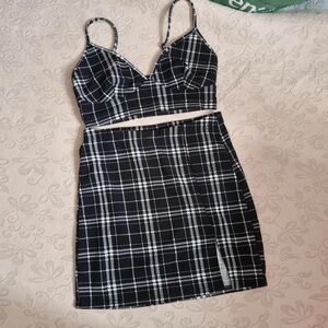 SHEIN Black and White Mini Pencil Skirt Set